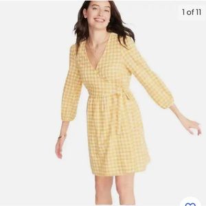 Old Navy Yellow and white gingham wrap dress.